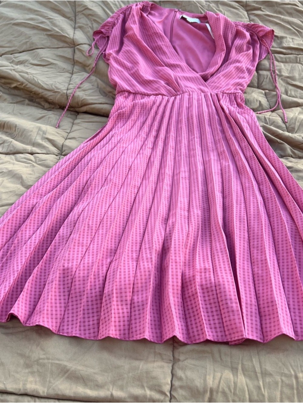 Gal Meets Glam Angelica Pleated Midi Dress Dried Rose Pink Size 6